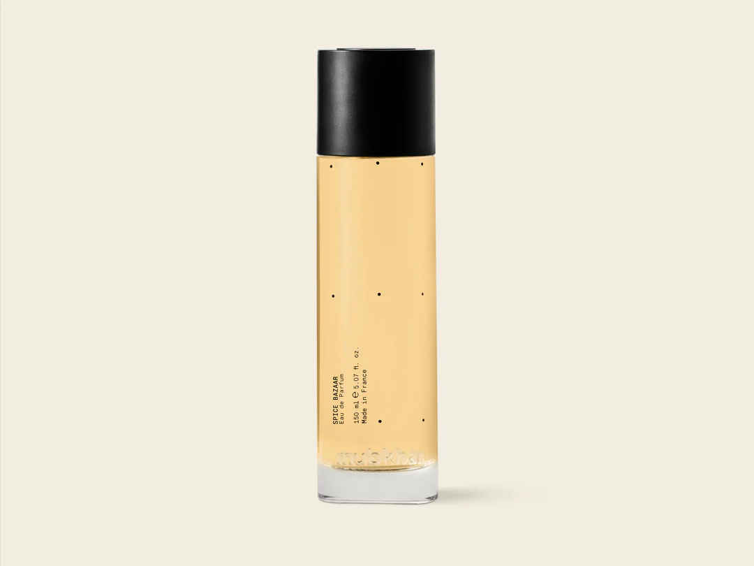 Mubkhar Spice Bazaar Eau De Parfum 150ml on white background, amber floral woody fragrance UK