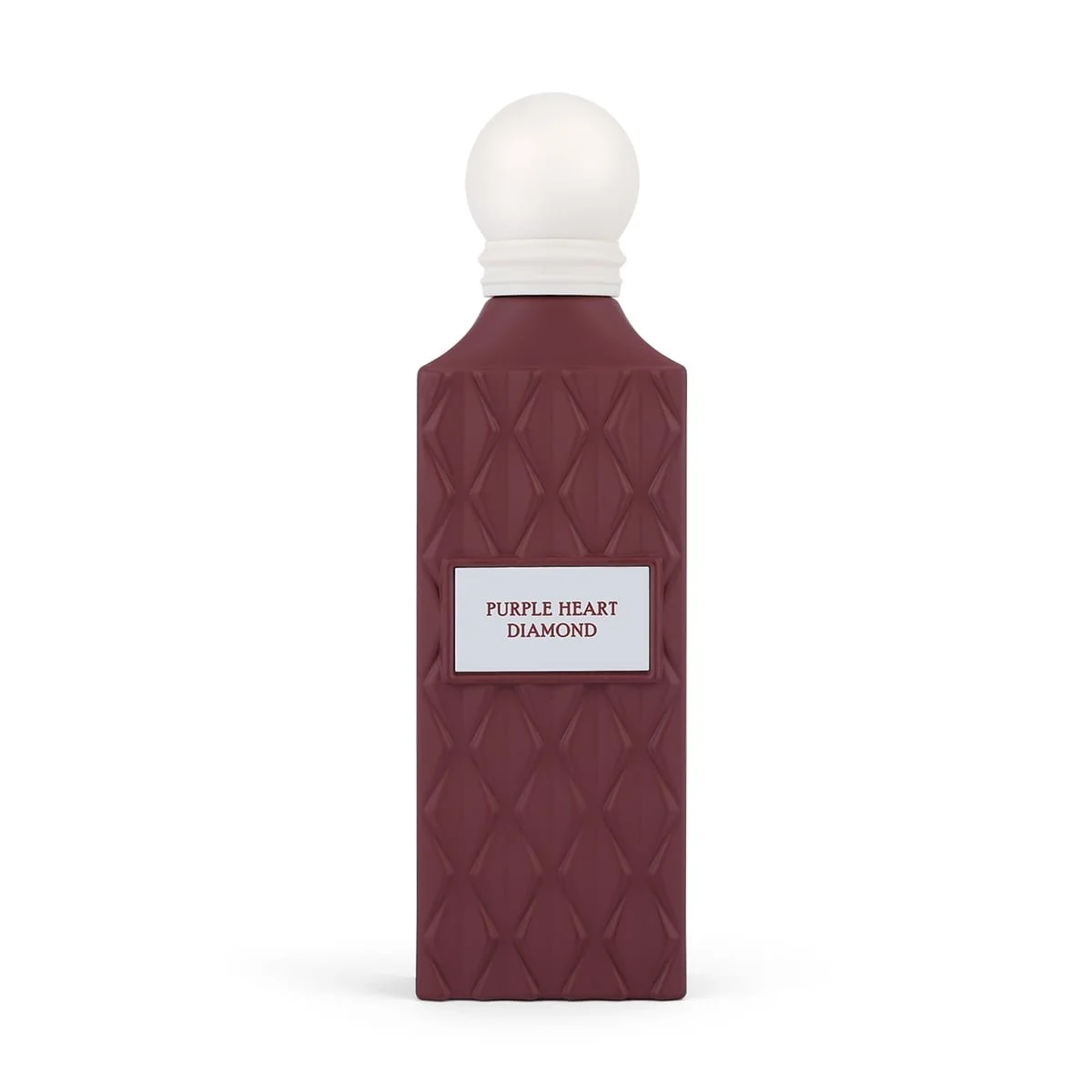 Purple Heart Diamond perfume by Ibraheem Al Qurashi on a white background – a luxurious 150ml bottle available exclusively at Al Rashid Galleria UK.
