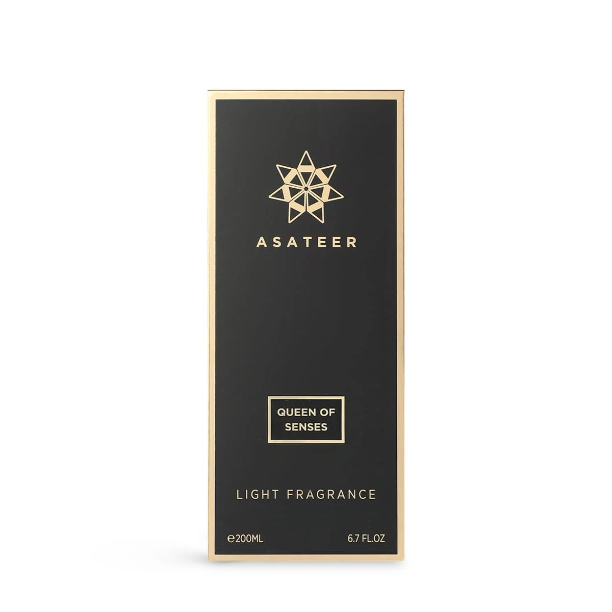 Front view of Asateer Queen Of Senses Light Fragrance box UK
