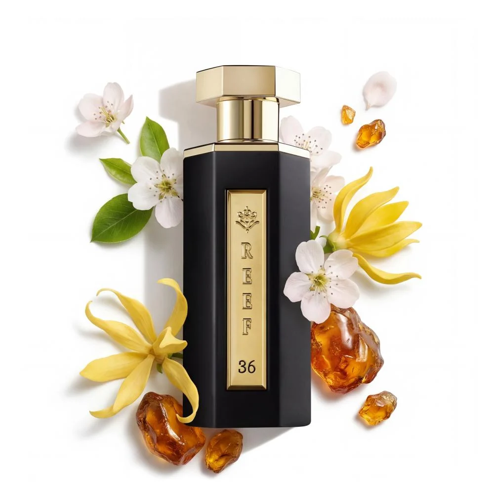 Reef 36 perfume with pear flower, ylang-ylang and amber notes, floral amber fragrance UK