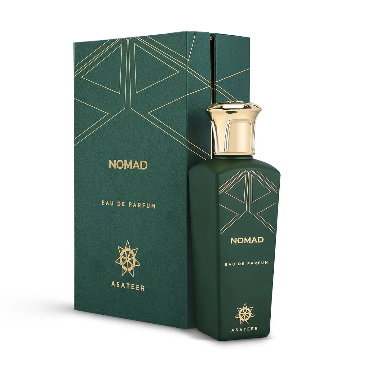 Asateer Nomad Eau De Parfum 80ml beside luxury branded box UK