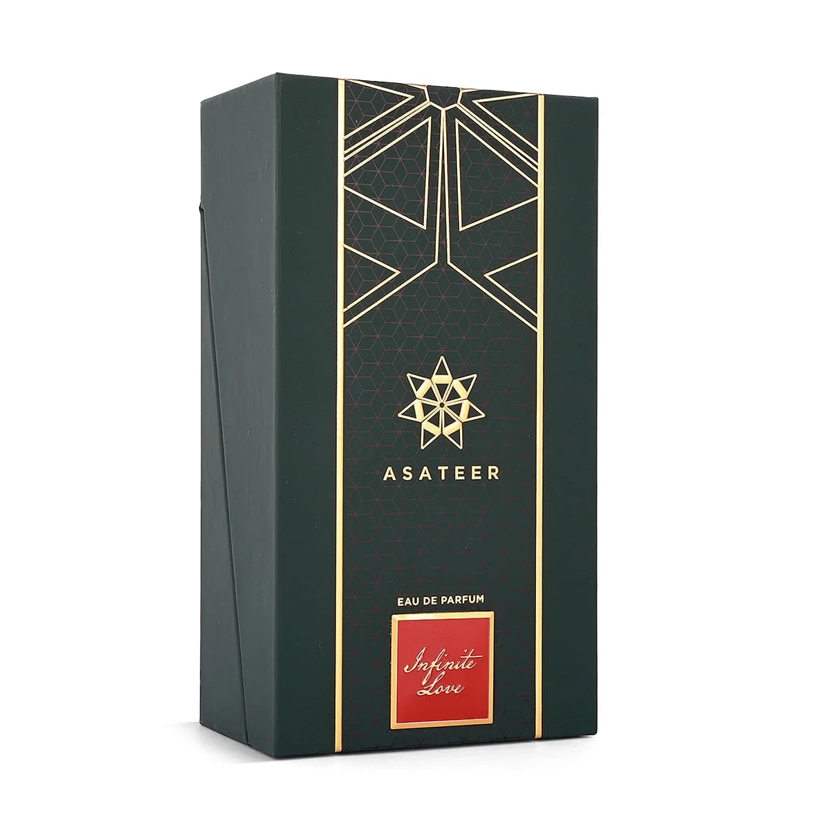 Front view of Asateer Infinite Love Eau De Parfum box UK