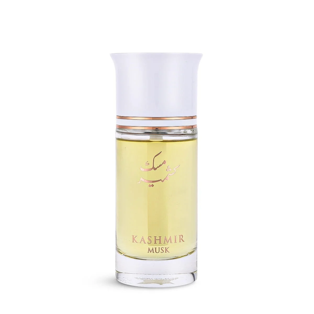 Arabian Oud Kashmir Musk 100ml eau de parfum on white background, soft musk fragrance UK