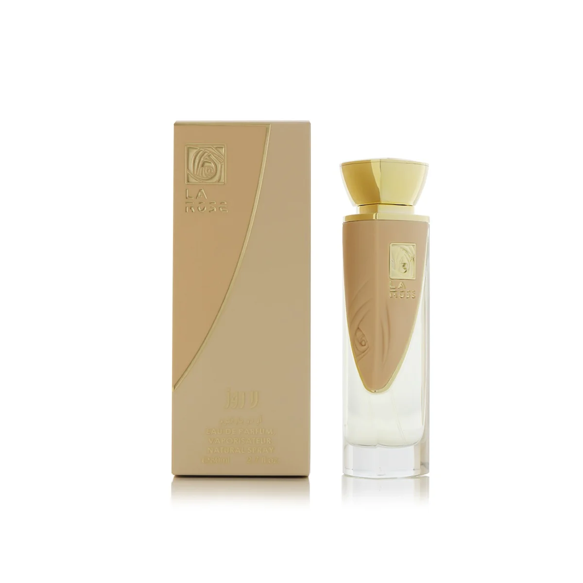 Arabian Oud LA ROSE 80ml perfume displayed next to luxury box, clean rose fragrance UK