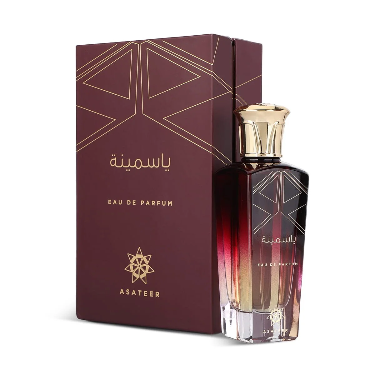 Asateer Yasmina Eau De Parfum 80ml next to luxury branded box UK