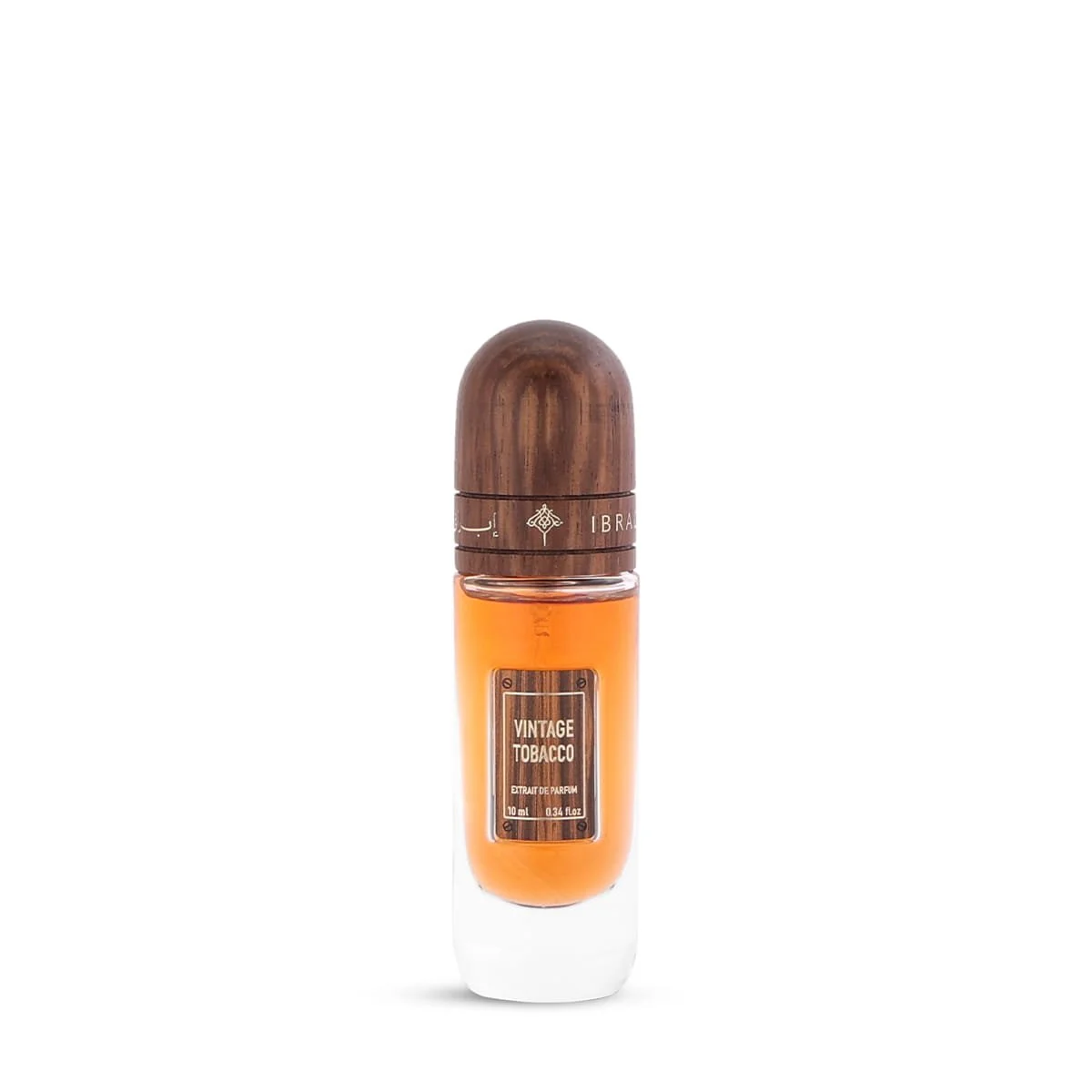 IBRAQ Vintage Tobacco eau de parfum 10ml travel size on white background, luxury fragrance UK