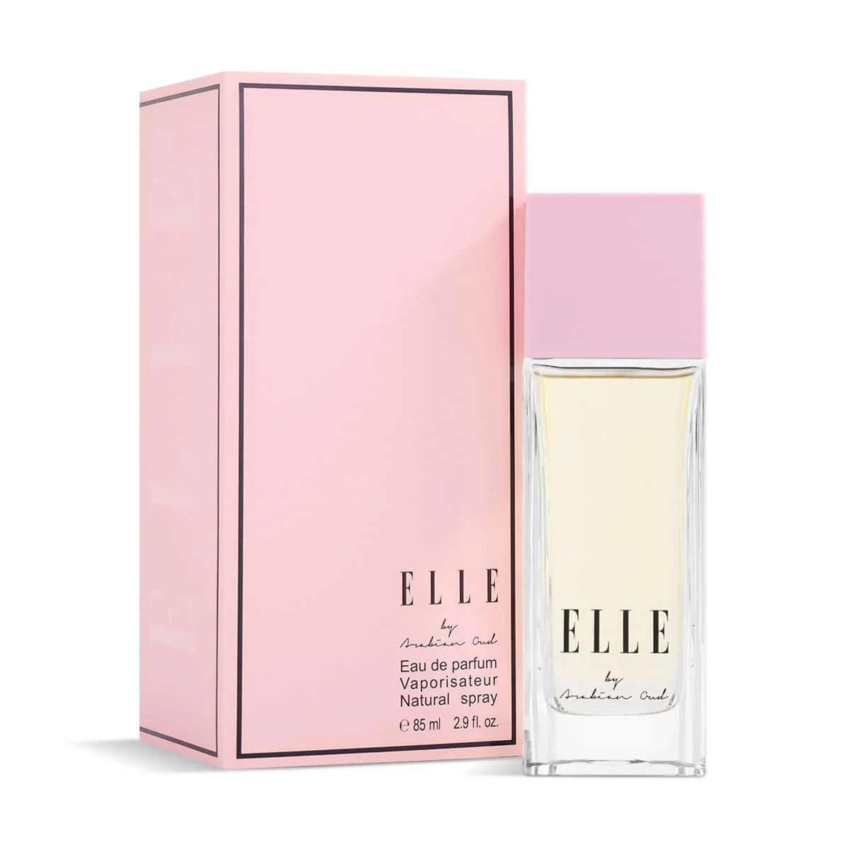 Arabian Oud Elle Eau De Parfum 85ml beside luxury branded box UK