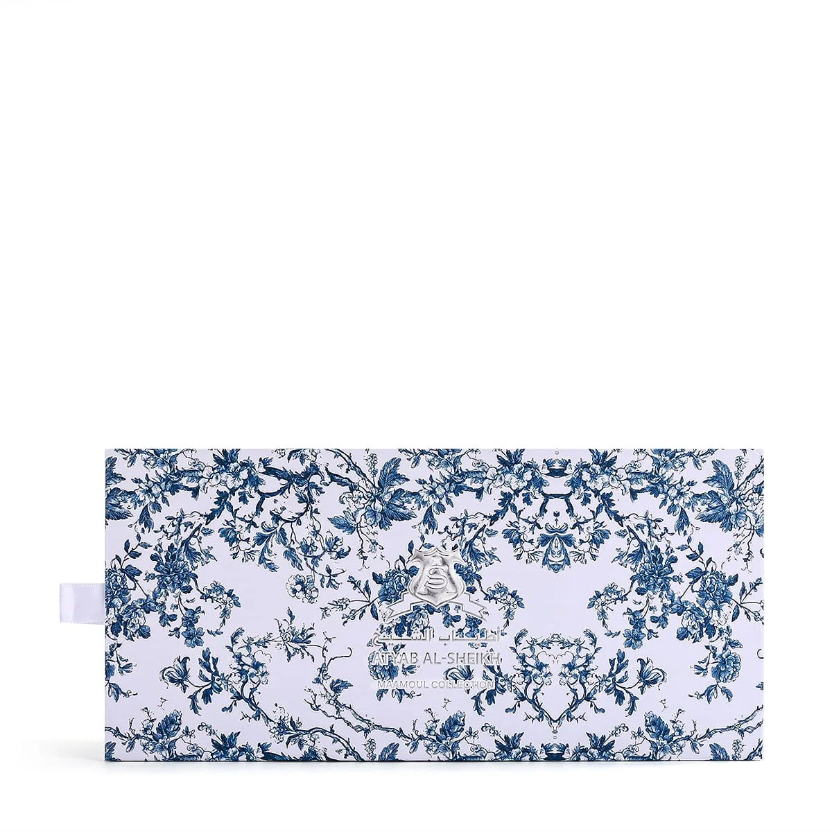 Front view of Atyab Al Sheekh Maamoul Collection luxury incense box UK
