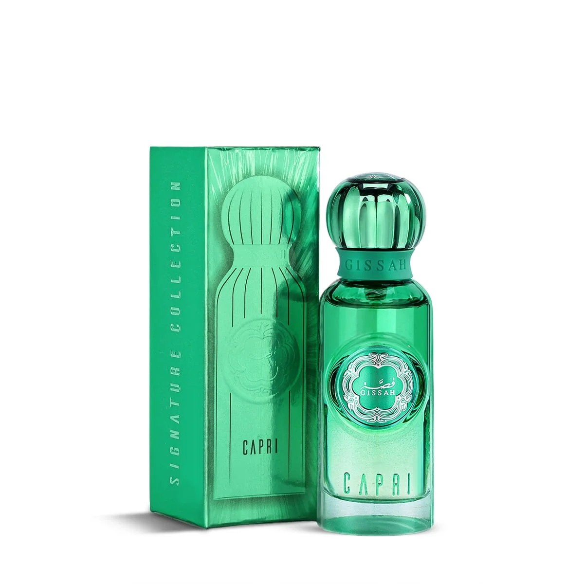 Gissah Capri Eau De Parfum 15ml next to luxury branded box UK