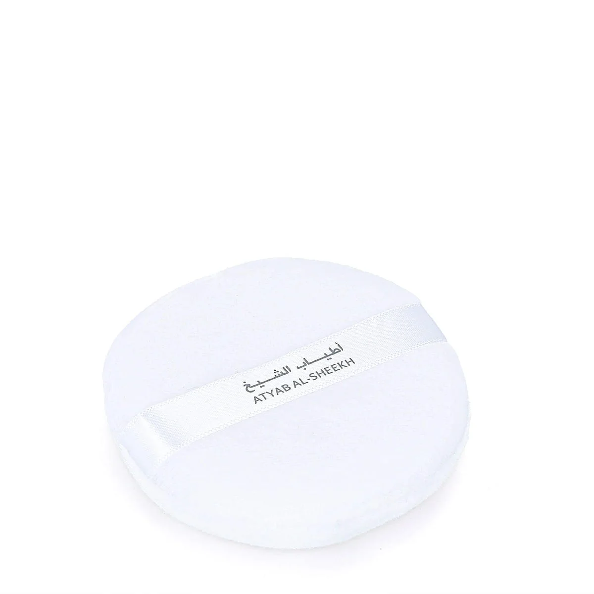 Atyab Al Sheekh Smooth Scented Body Powder puff sponge on white background UK