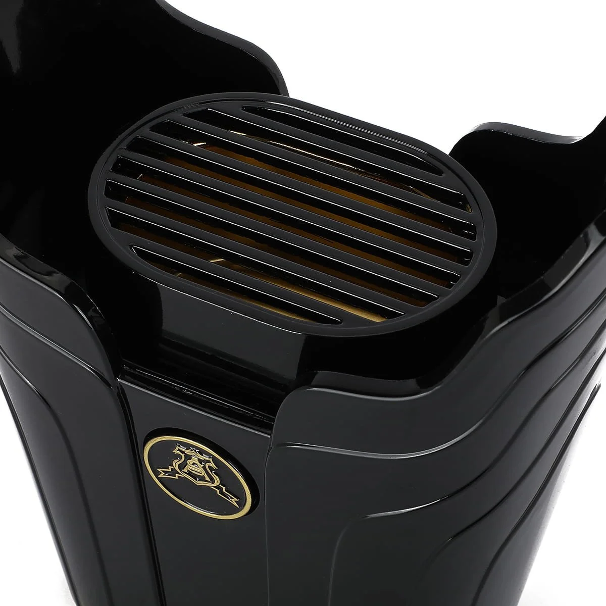 Close up shot of Atyab Al Sheekh Small Mabkhar Black luxury incense burner UK