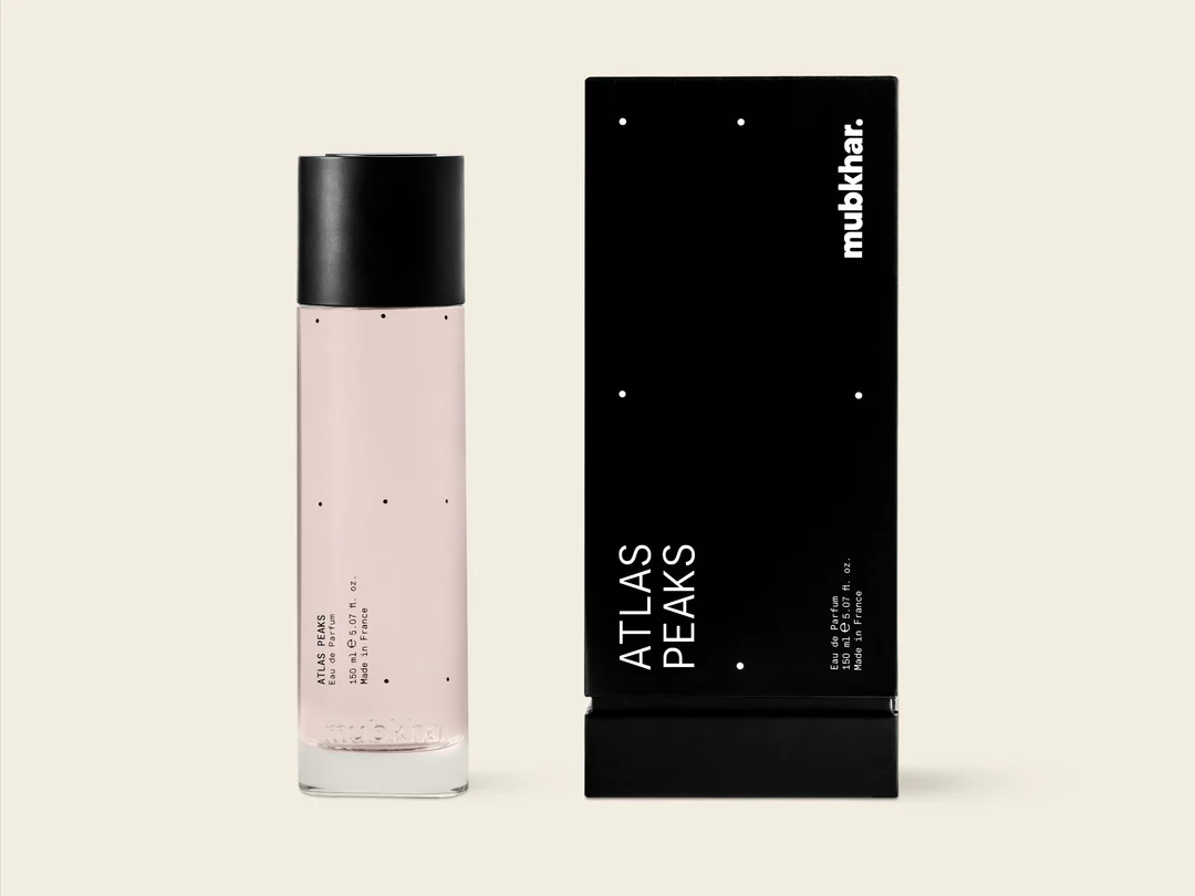 Mubkhar Atlas Peaks Eau De Parfum 150ml next to its box, luxury woody spicy fragrance UK