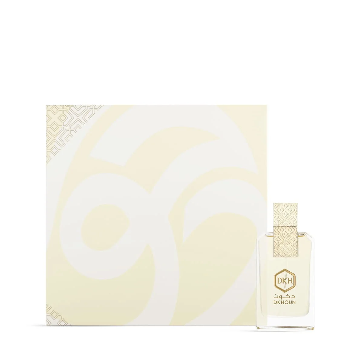 Dkhoun Emeraude Charm Eau De Parfum 85ml next to luxury box UK