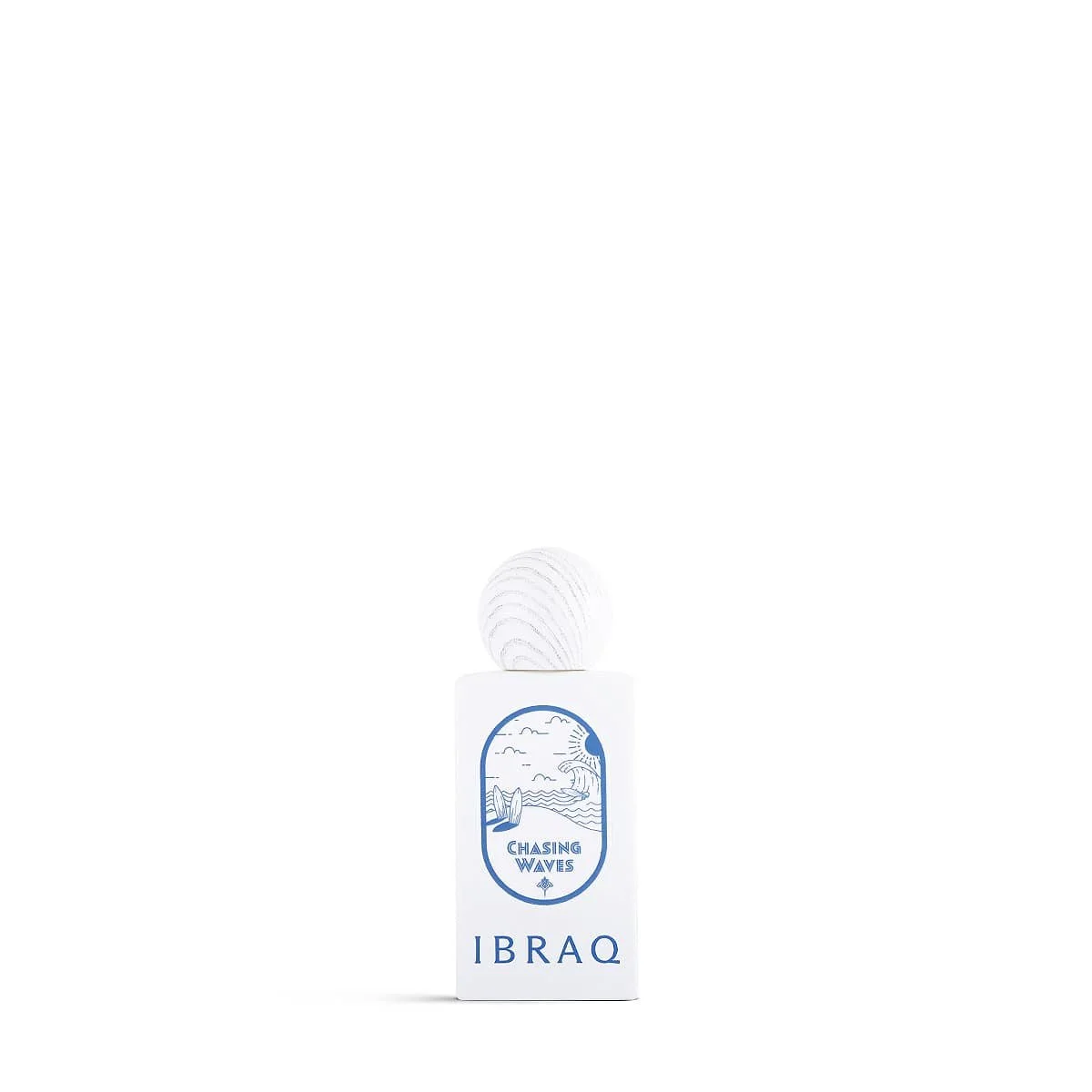 IBRAQ Chasing Waves 10ml perfume on white background, spicy summer fragrance UK
