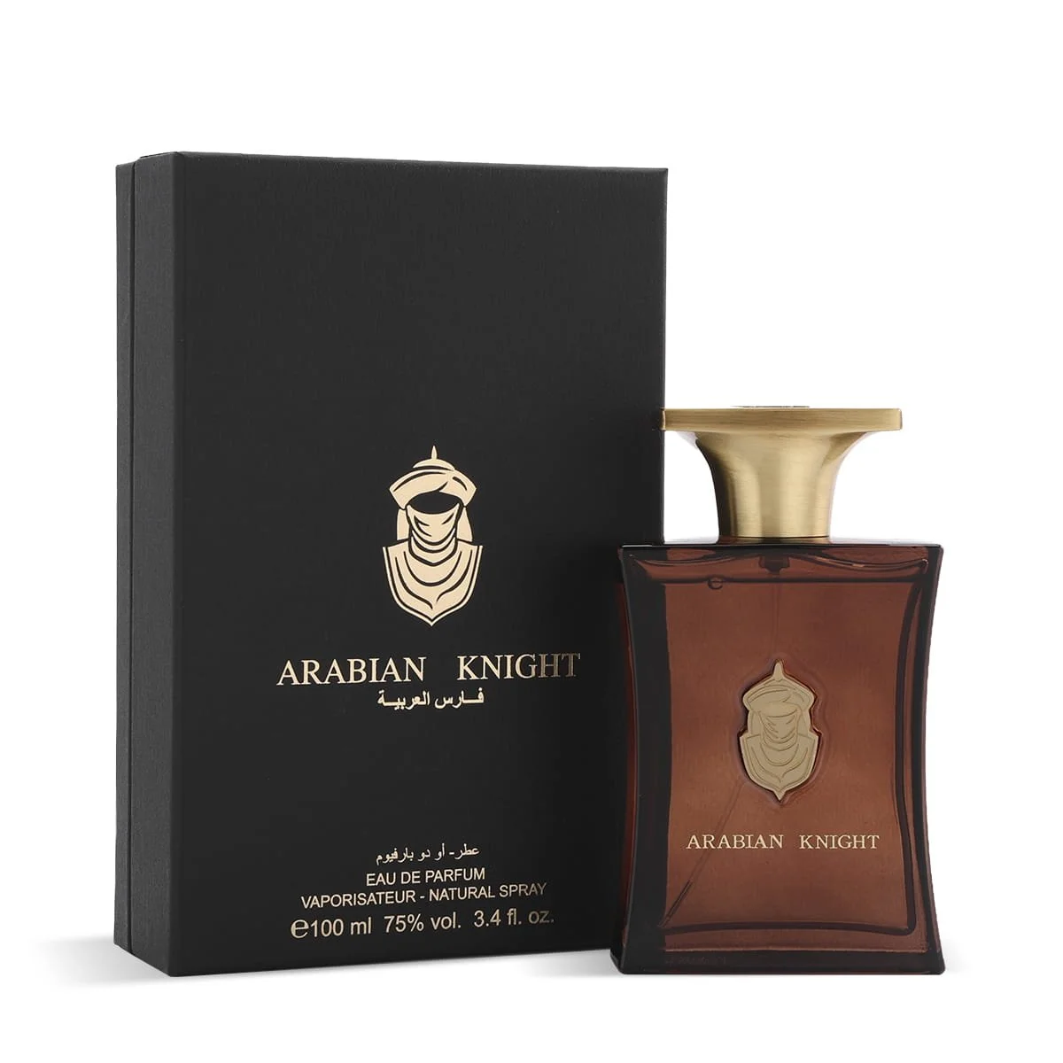 Arabian Oud Arabian Knight Eau De Parfum 100ml beside luxury branded box UK