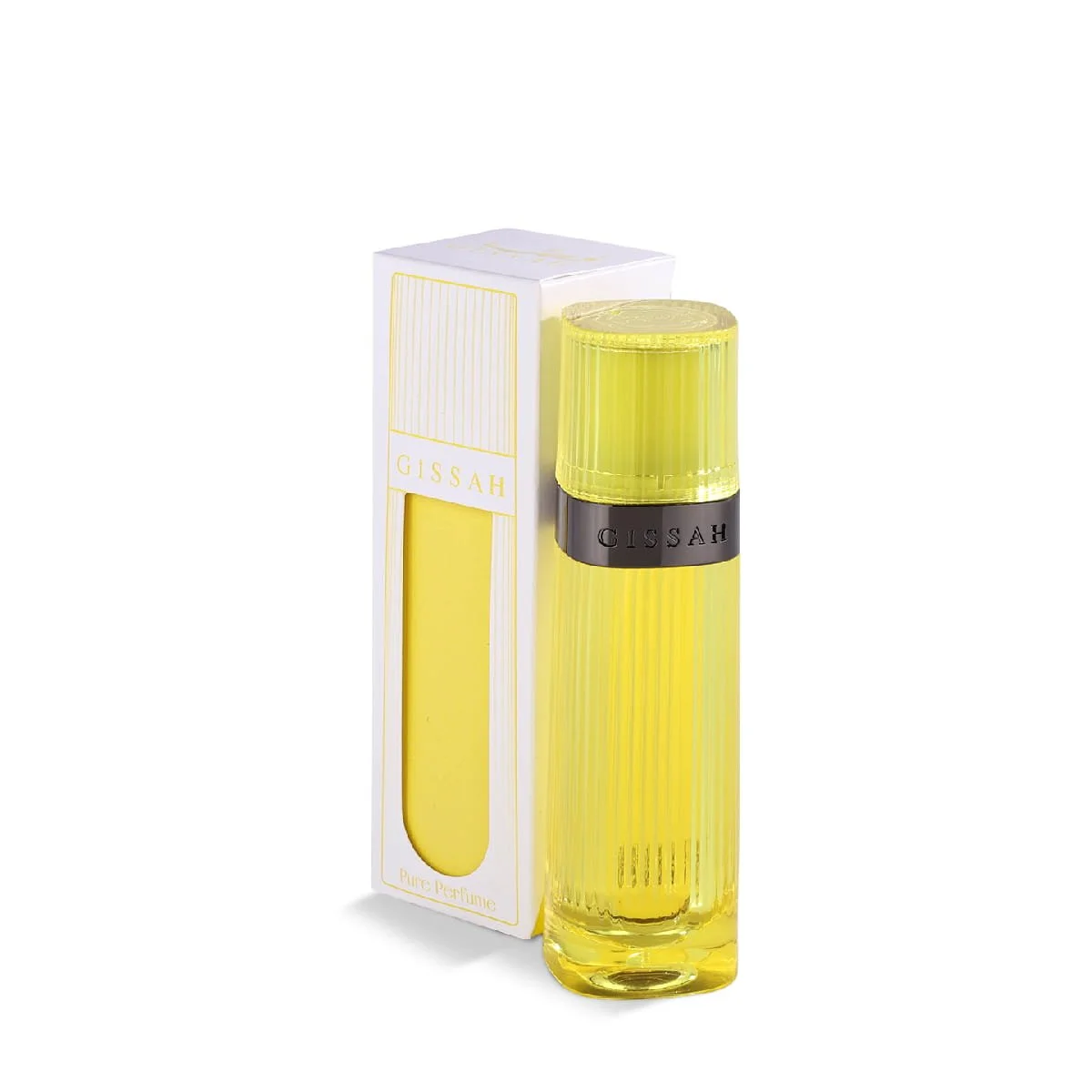 Gissah No.4 Pure roll-on Eau de Parfum positioned in front of its luxury box available at Al Rashid Galleria UK