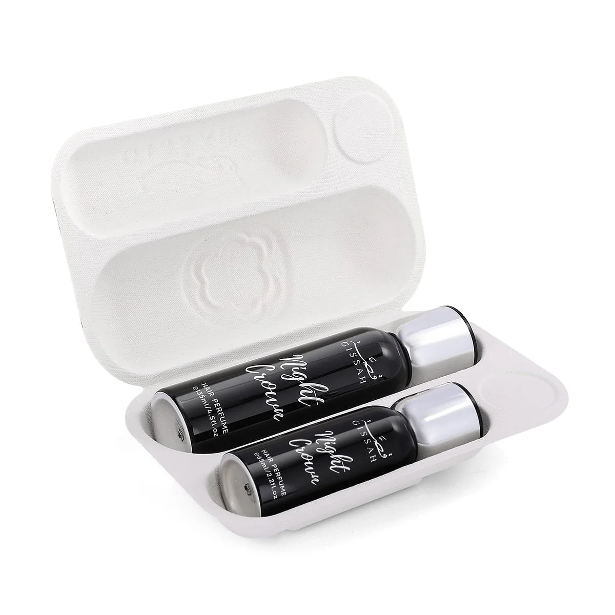 Gissah Night Crown hair mist set inside luxury case, premium unisex hair perfume UK