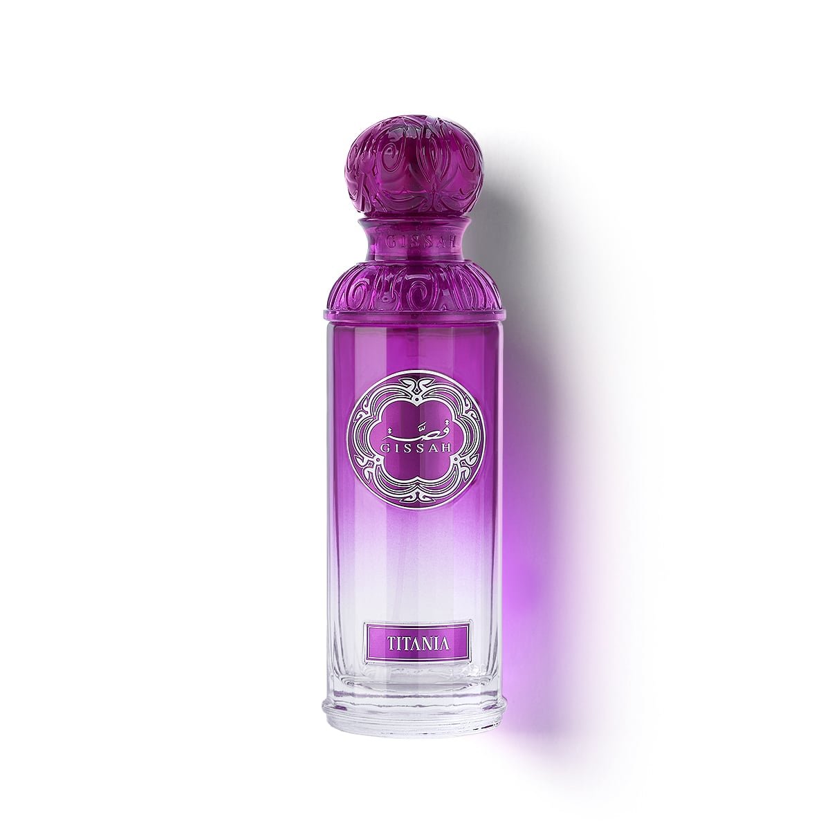 Titania Eau de Parfum from Titan Her set by Gissah – 90ml bottle photographed against white background.