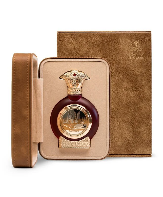 Taif Al Emarat Bahrain Eau De Parfum inside luxury case in front of box UK