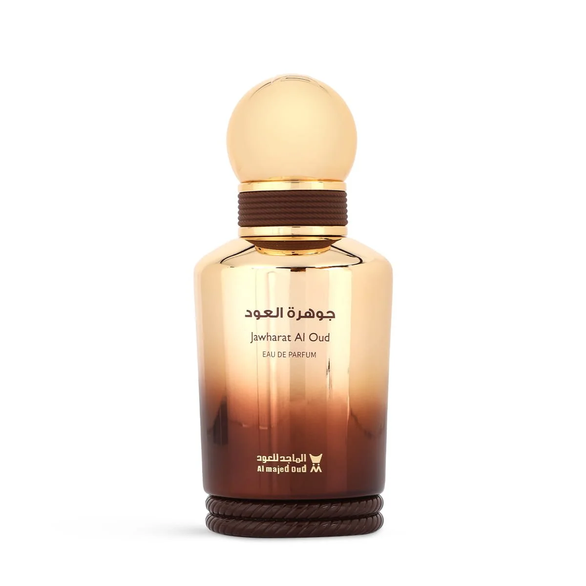 Al Majed Oud Jawharat Al Oud eau de parfum 100ml on white background, incense musk woody fragrance UK