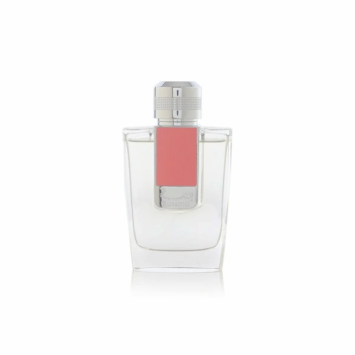 Arabian Oud Bussma Pink 95ml eau de parfum on white background, clean musky fragrance UK