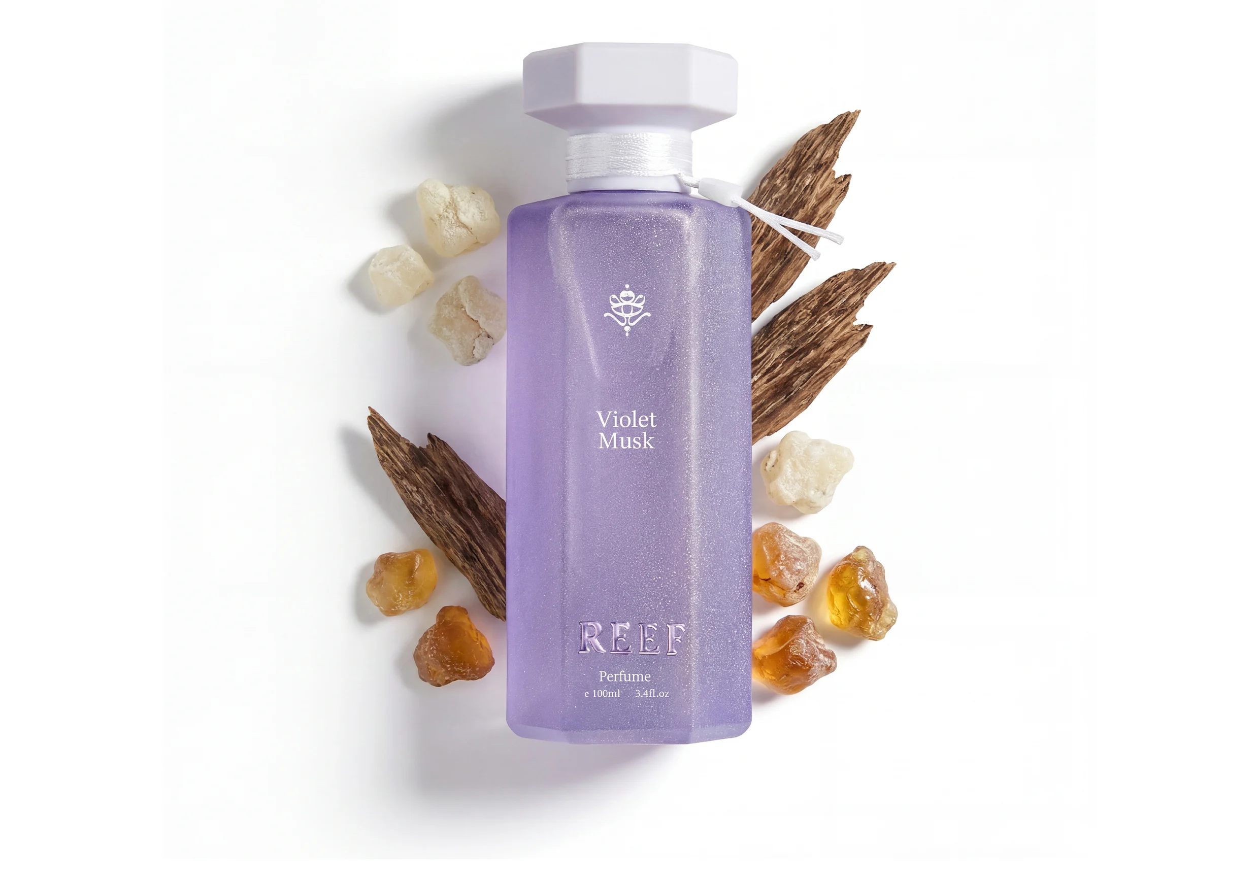 Reef Violet Musk perfume with cashmeran, musk and ambroxan notes, floral musky fragrance UK