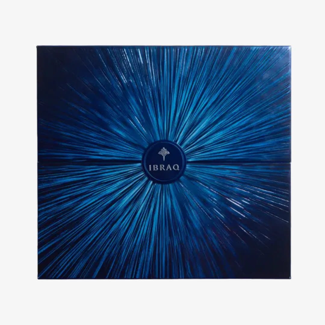 Front view of IBRAQ Moon Collection box, luxury packaging UK