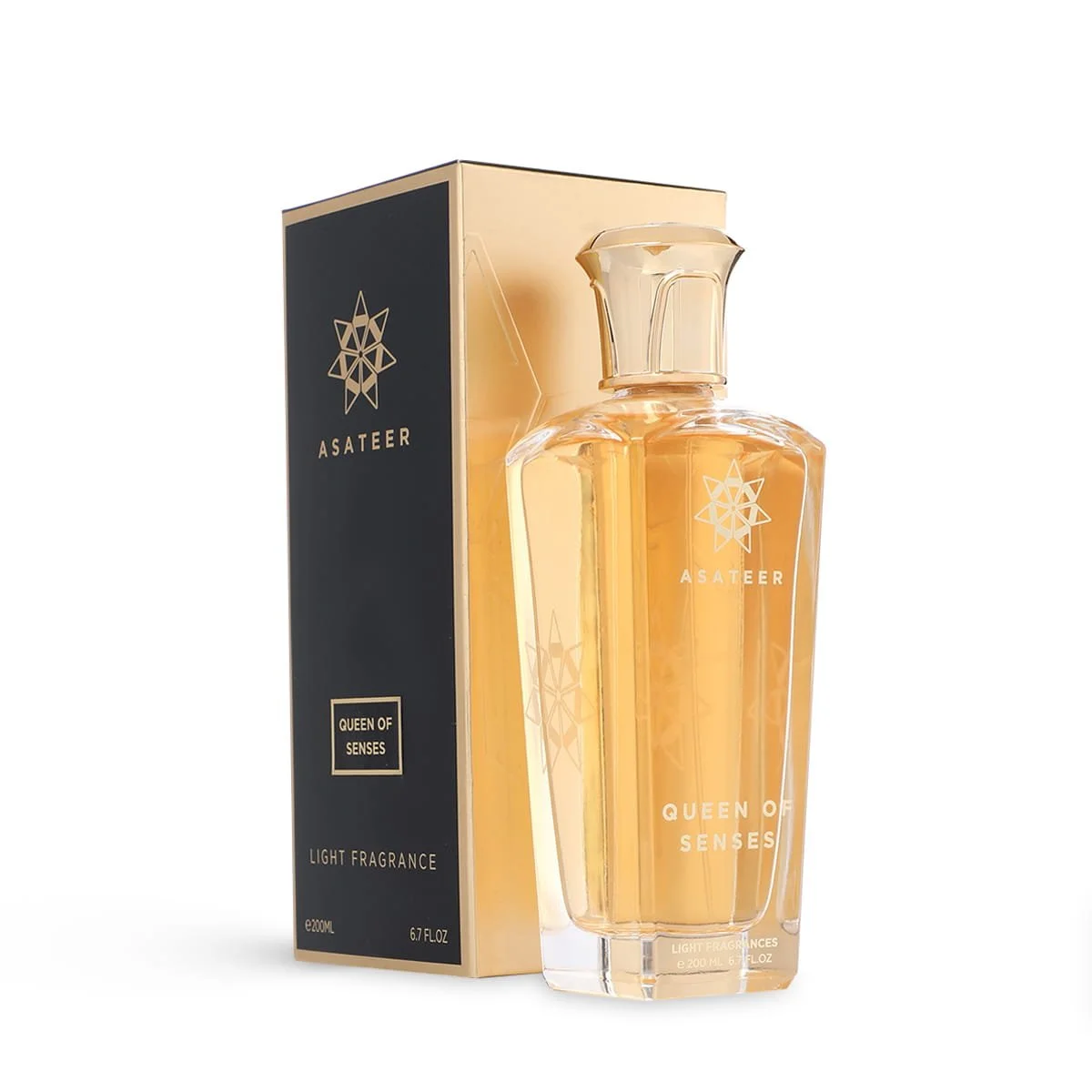 Asateer Queen Of Senses Light Fragrance 200ml beside luxury branded box UK