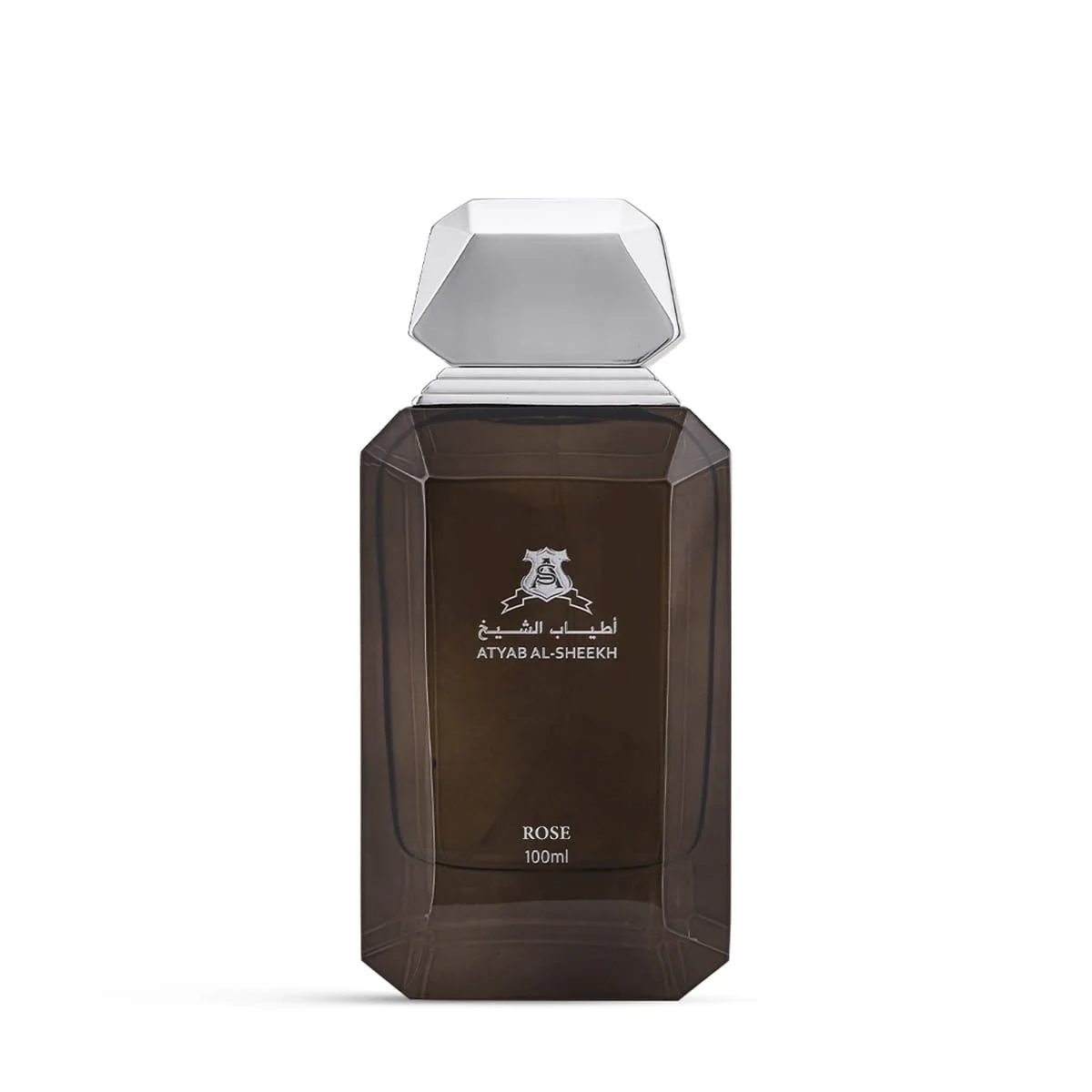 Rose eau de parfum 100ml by Atyab Al Sheekh on white background, luxury woody fragrance UK