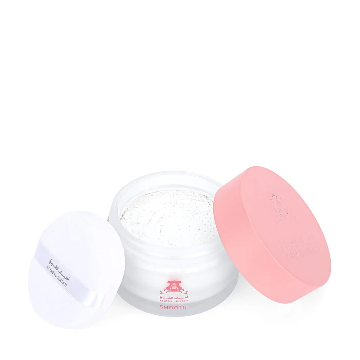 Atyab Al Sheekh Smooth Scented Body Powder 125g with lid open showing luxury French body powder UK