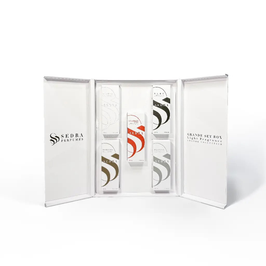 SEDRA Grande Set Box fragrances inside luxury presentation box, premium perfume collection UK