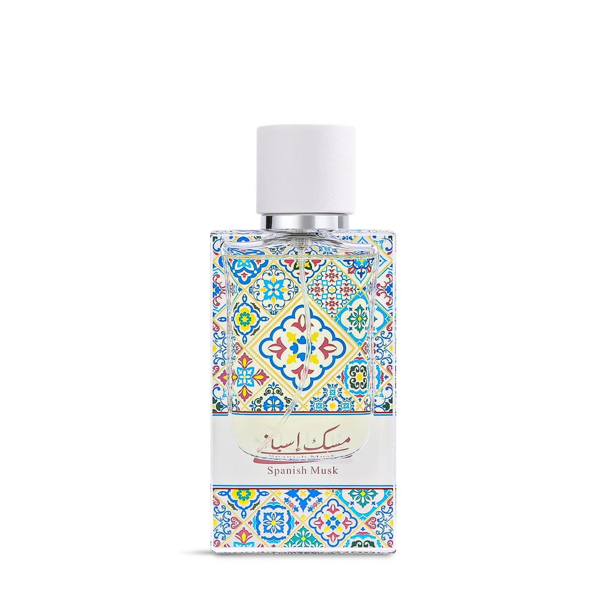 Back view of Arabian Oud Spanish Musk perfume bottle, luxury fragrance UK