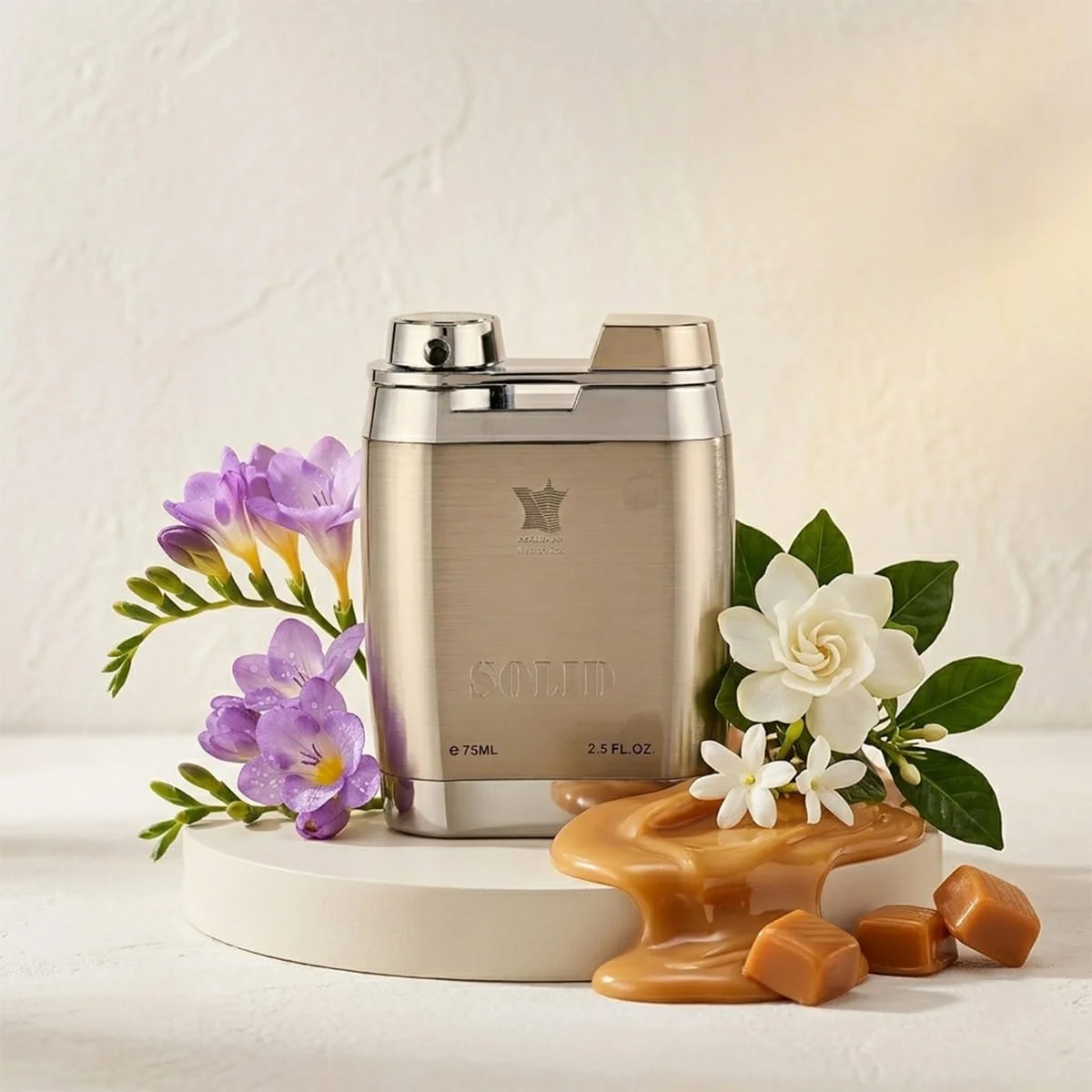 Arabian Oud Solid perfume with caramel, freesia and vanilla ingredients, luxury fragrance UK