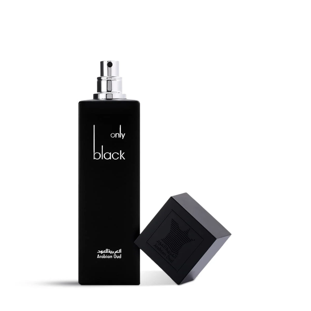 Arabian Oud Only Black Eau De Parfum 100ml with lid open on white background UK