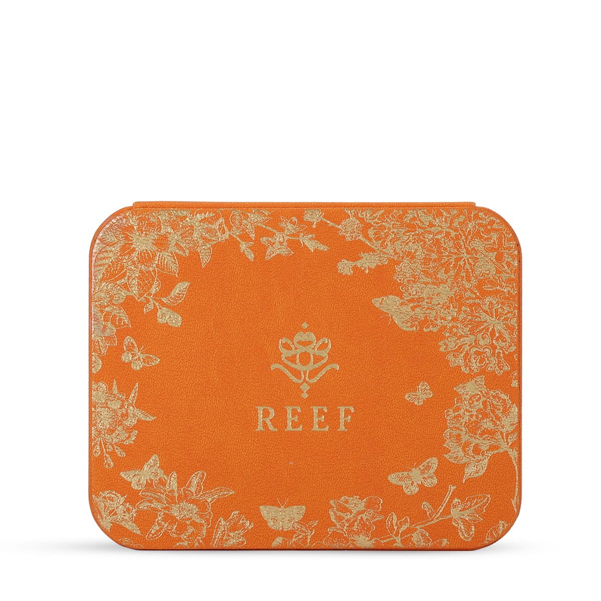 Reef perfume bag orange case front view with branding, luxury Arabian fragrance set UK