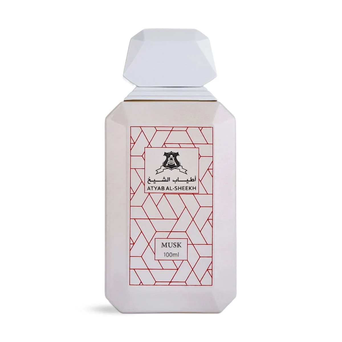 Atyab Al Sheekh Red Musk Eau De Parfum 100ml on white background, luxury fruity musk fragrance UK