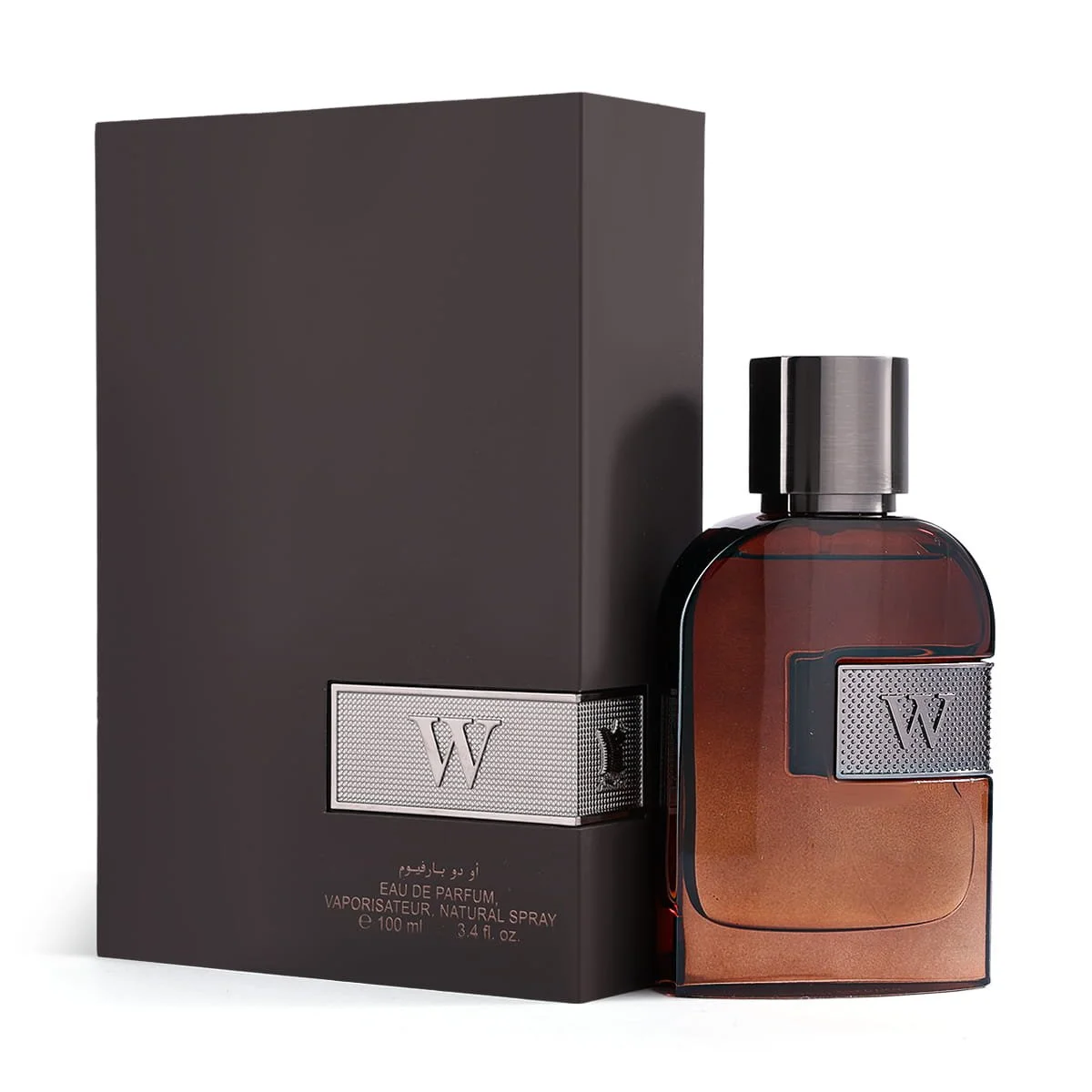 Arabian Oud W 100ml perfume displayed next to luxury box, modern men’s fragrance UK