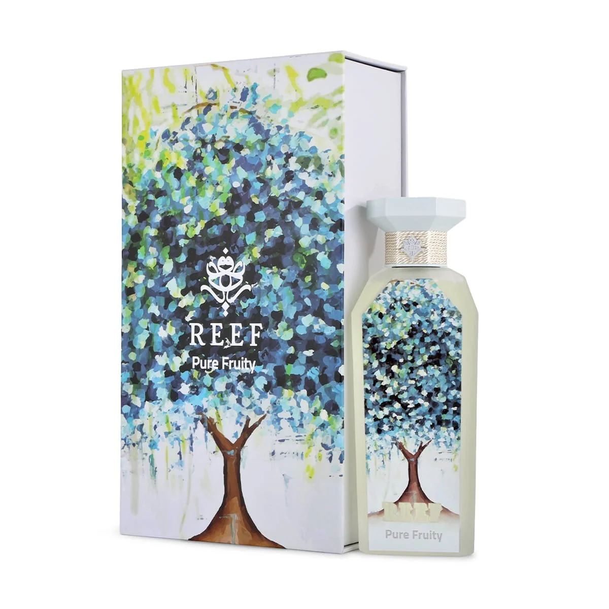 Pure Fruity by Reef Perfumes Eau de Parfum 150ml displayed beside its luxury box available at Al Rashid Galleria UK