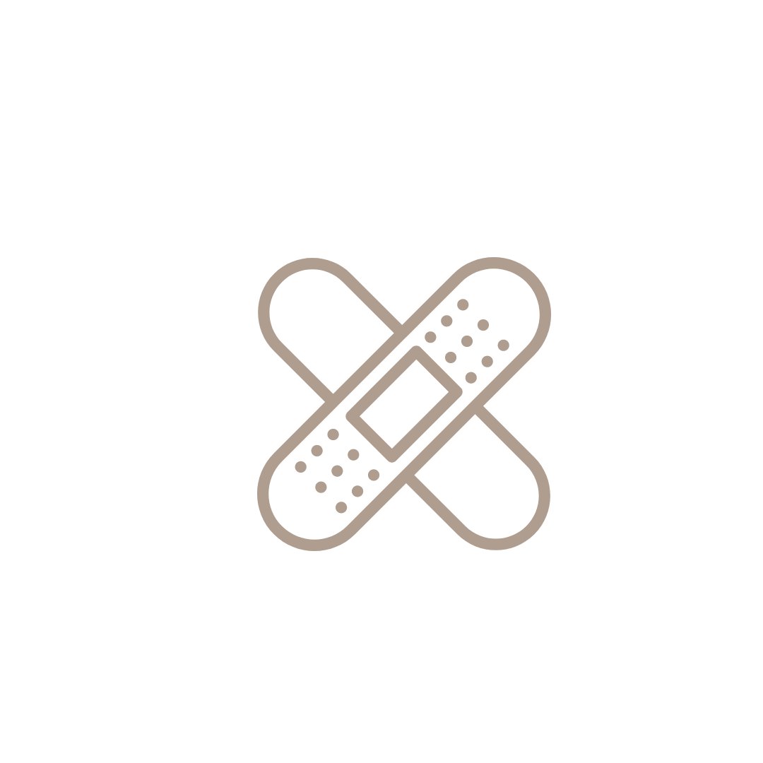 Illustration of crossed adhesive bandages on a black background.