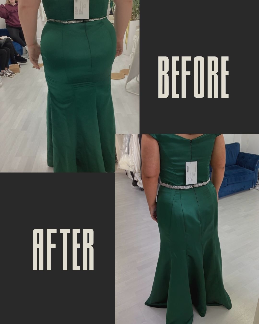 💫 Classy &amp; Confident

From snug to stunning ✨ A little extra fabric and a lot of love turned this bridesmaid dress into a perfect fit. Two panels later, and it's hugging all the right places!

Please get in touch if your a bride and also need yo