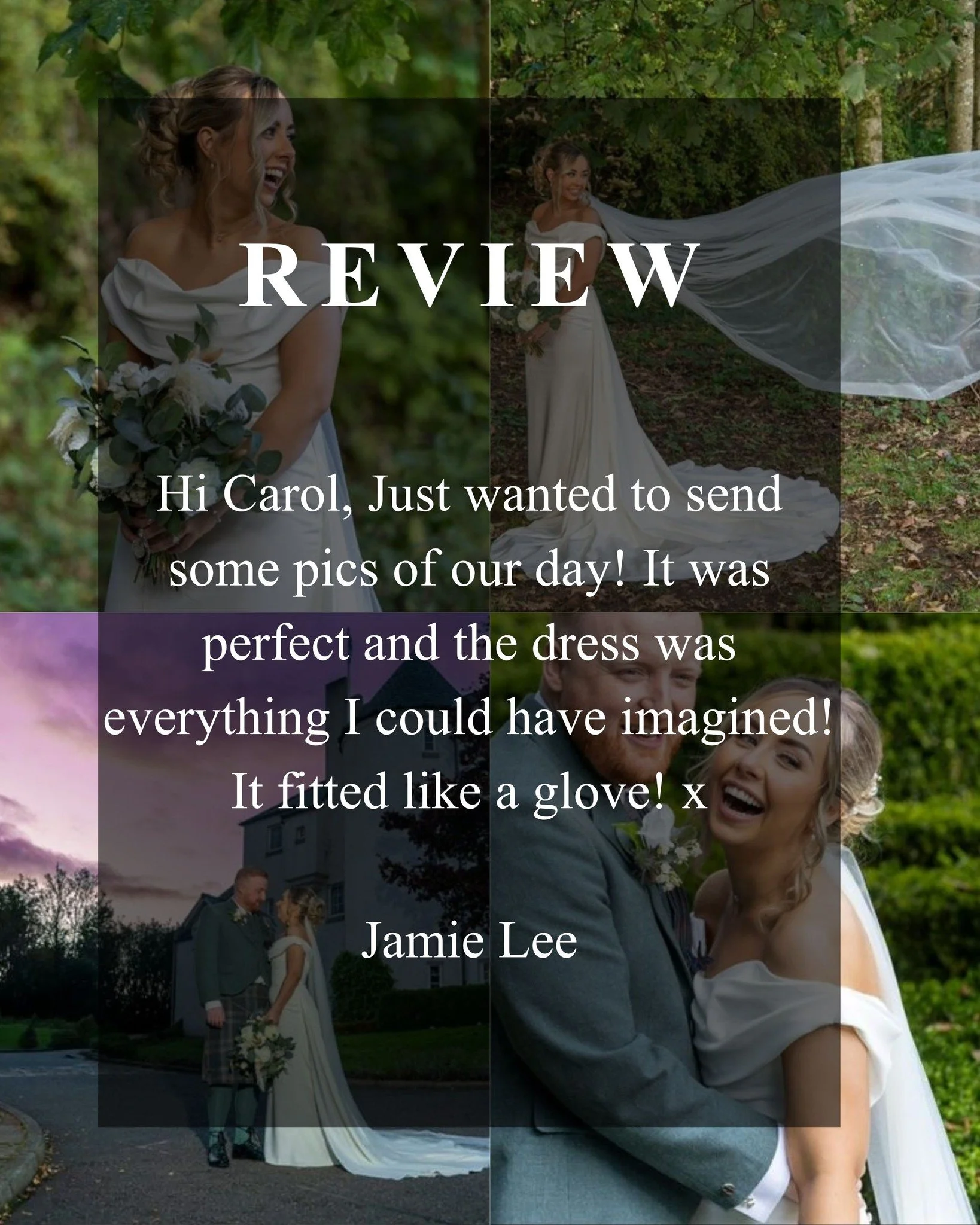 Lovely review from Jamielee, Thank you! ♥
 #bridetobe #glasgowbrides #glasgowbridesmaid #alterationservice #alterations #bridesglasgow #glasgowbridestobe #realbrides #bride #BrideGoals #weddingready #AlterationsExpert