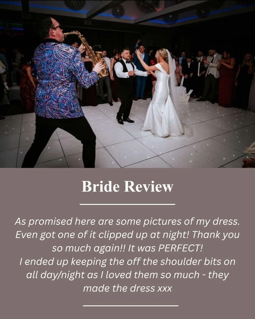 Bride Review ✨

One of our biggest requests for dresses is draped sleeves to add a little coverage and modesty for during the day which can be taken off but our bride loved them so much she kept them on all day and night! 

 #RealBride #WeddingDressA