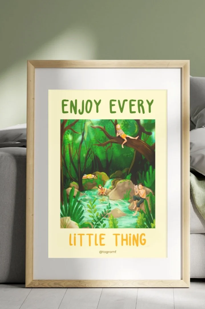 Poster "Friends by the River"