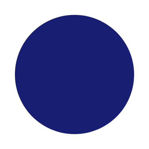 Solid dark blue circle on a white background.
