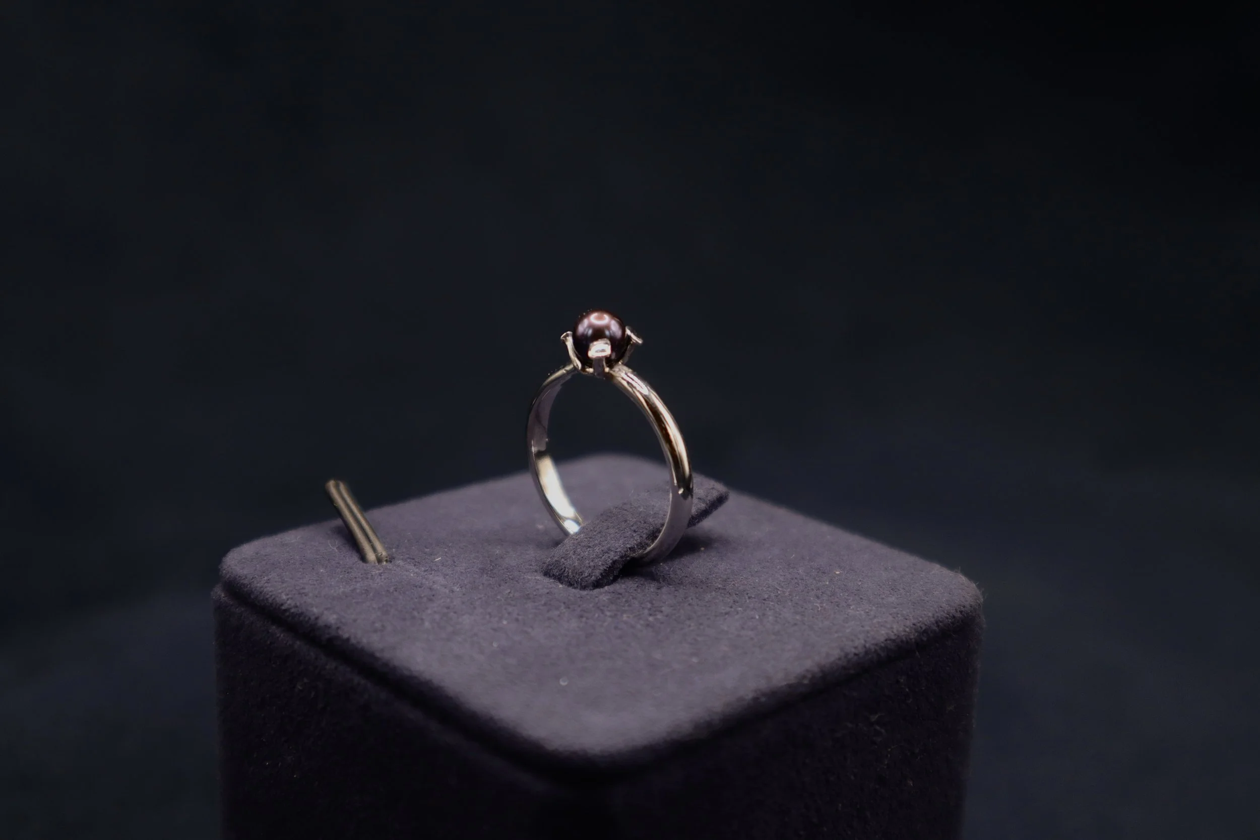 single pearl silver stackable ring