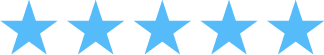 Five blue stars in a row on a white background