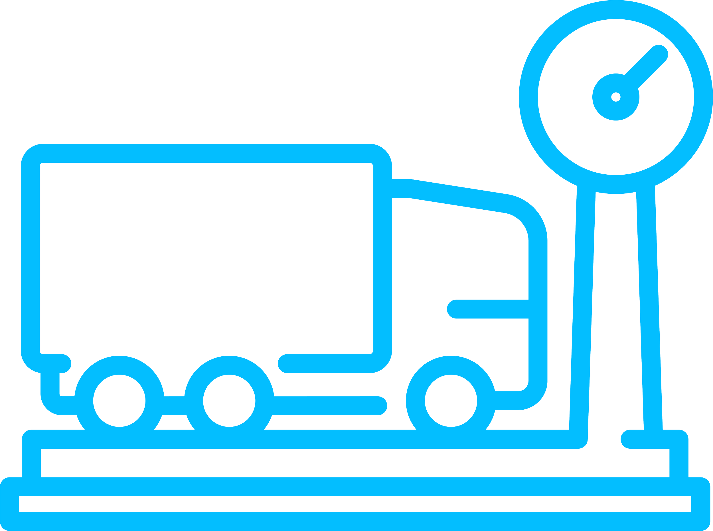 Outline of a computer with a gear symbol inside and a speedometer on the right side.