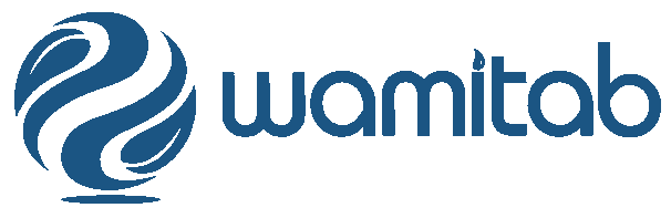 Wamitab logo with a stylized globe and the text 'wamitab' in blue.