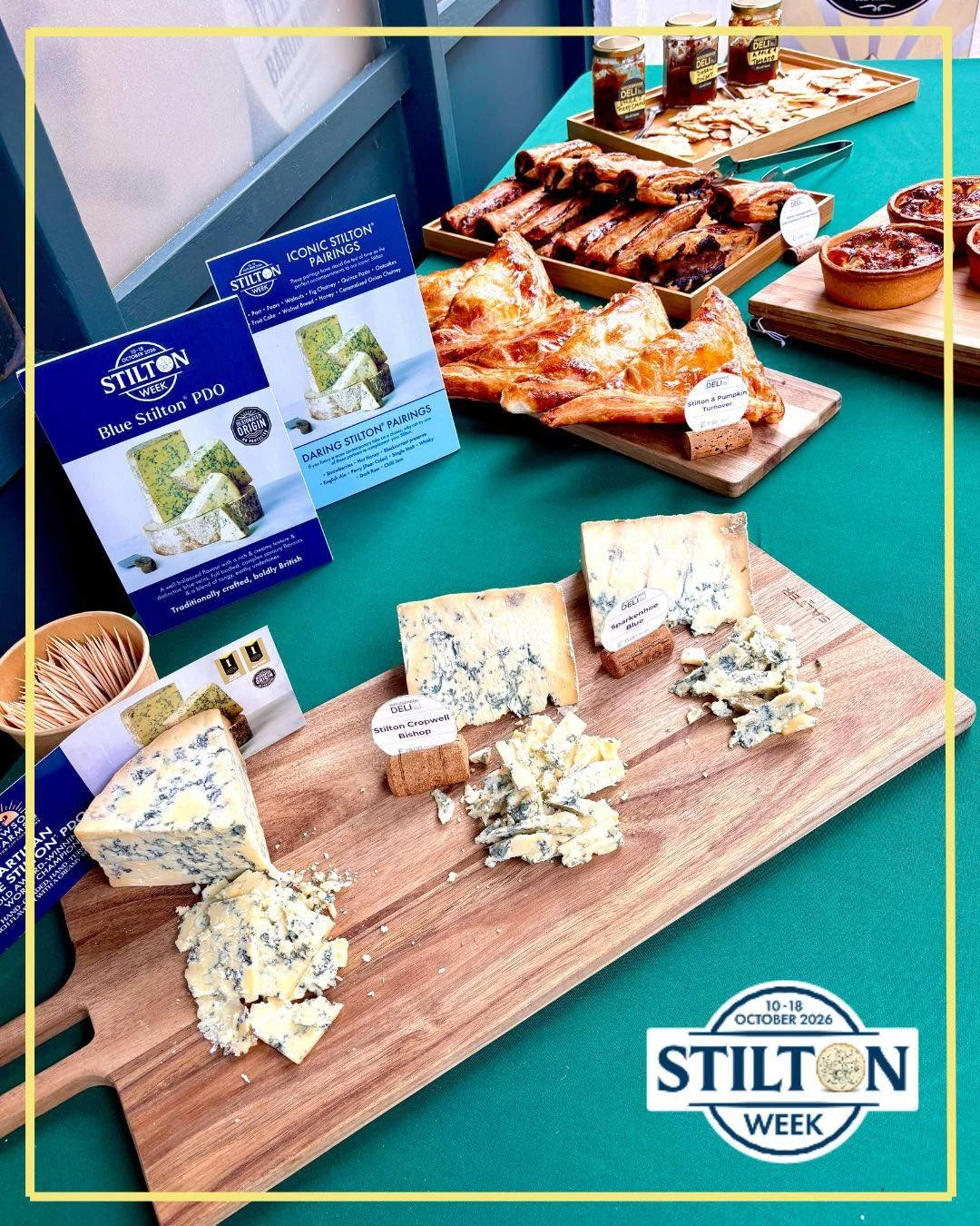 As we continue the #StiltonWeek promotion, today you can try 3 different Stilton&rsquo;s!

We also have Stilton Sausage Rolls with cranberry/orange sauce. Pear and Stilton Quiche and Stilton and Pumpkin Turnover.

What&rsquo;s not to love about Stilt