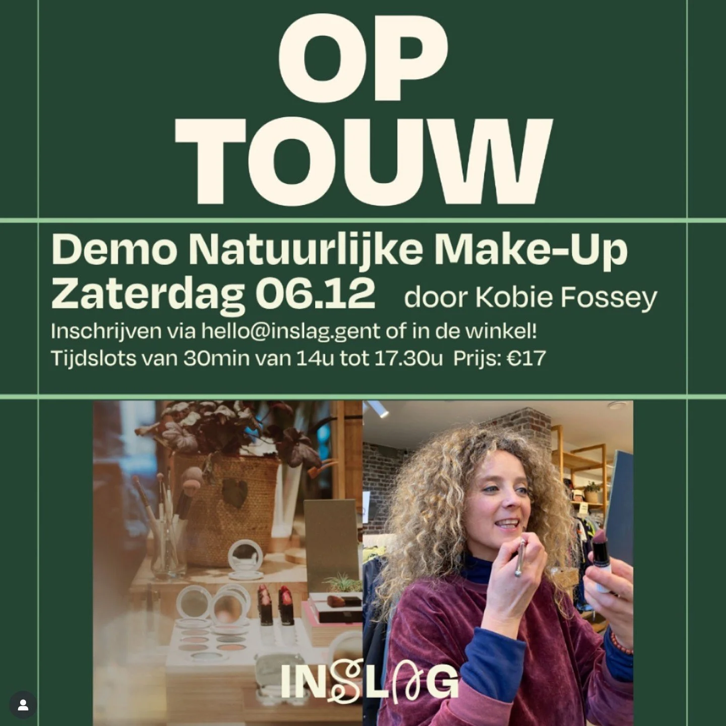 Droom jij van een frisse look met natuurlijke make-up? 💄💋
Professionele make-up artieste @kobie_makeup geeft je persoonlijk advies voor de juiste producten, kleuren en technieken. Ontdek tijdens deze &eacute;&eacute;n-op-&eacute;&eacute;n sessie va